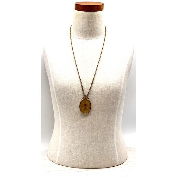 Vintage Gold-Tone Floral Necklace With Chain - Picture 4 of 6